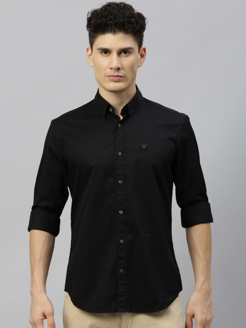 

RARE RABBIT Men Black Tailored Fit Solid Casual Shirt