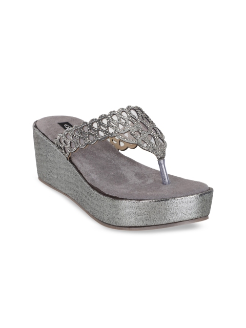 

Sherrif Shoes Women Gunmetal-Toned Embellished Heels, Metallic