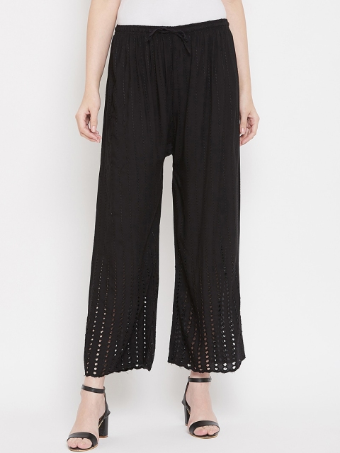 

Castle Women Black Embroidered Straight Palazzos