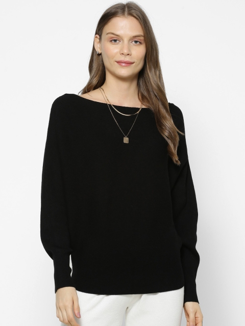 

FOREVER 21 Women Black Solid Pullover Sweater