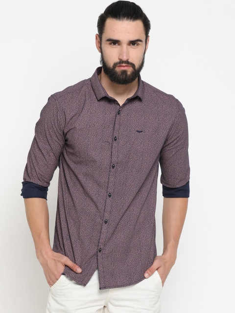 

SHOWOFF Men Navy Blue & Pink Slim Fit Printed Casual Shirt