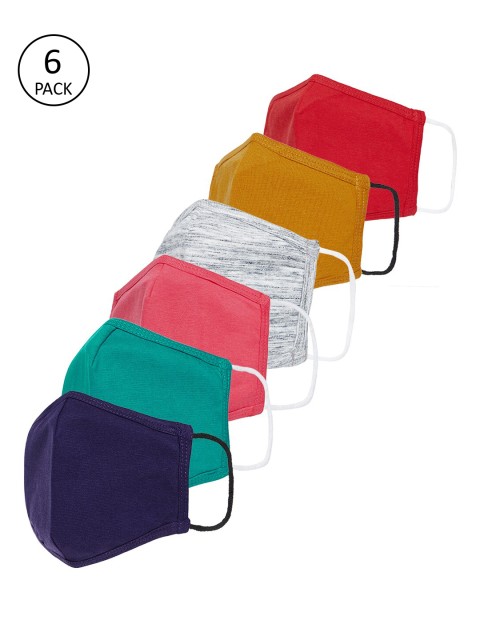 

Hypernation Unisex 6 Pcs Solid 2-Ply Reusable Cloth Masks, Navy blue