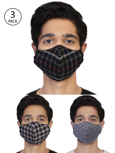 

Anekaant Pack Of 3 3-Ply Reusable Woven Fashion Masks, Multi