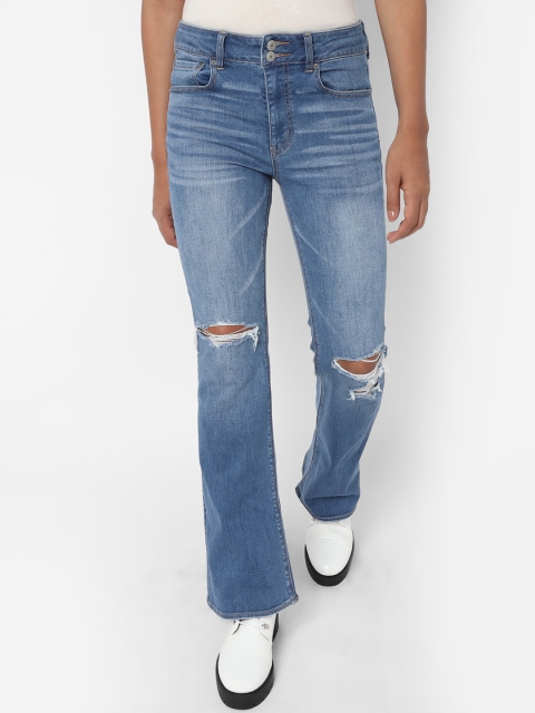 

AMERICAN EAGLE OUTFITTERS Women Blue Flared Mid-Rise Slash Knee Jeans