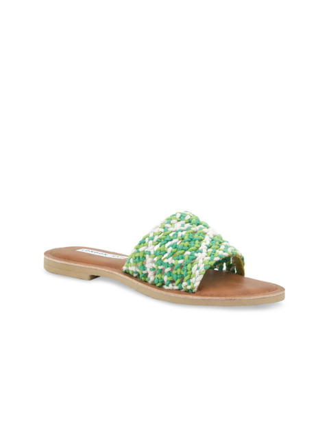 

London Rag Women Green Woven Design Open Toe Flats