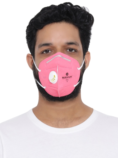 

BUKKUM Unisex 3Ply N95 Mask With Valve, Pink