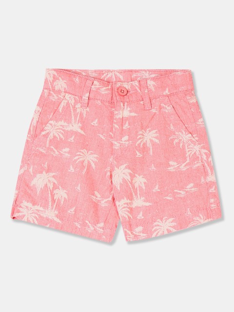 

Flying Machine Boys Pink Tropical Printed Regular Shorts