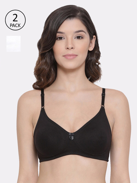 

LYRA Black & White Pack of 2 Solid Non-Wired Everyday Bra LYRA_BRA_511_WH_BL_2PC