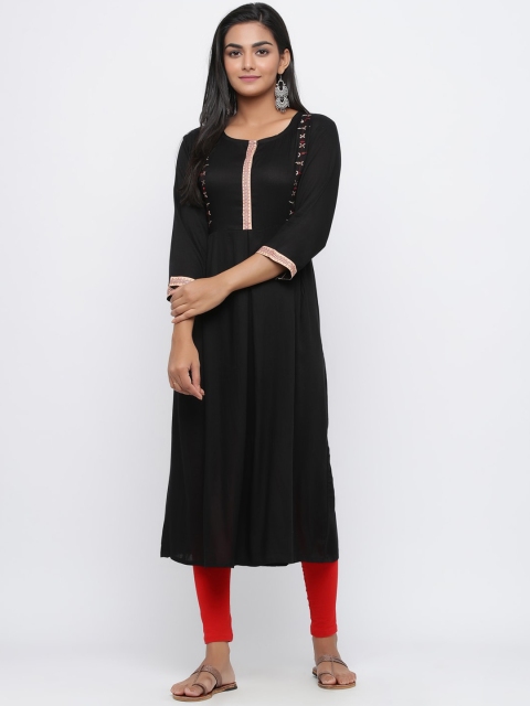 

Silai Bunai Women Black Yoke Design A-Line Kurta