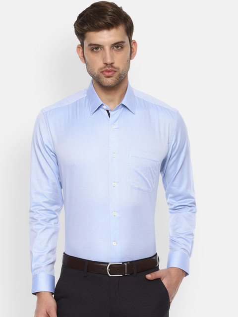 

Luxure by Louis Philippe Men Blue Regular Fit Self Design Party Shirt