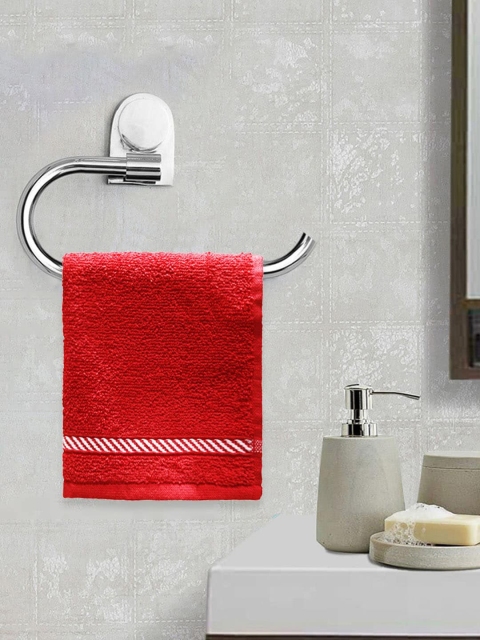 

Trident Unisex Set Of 6 Red Solid 380 GSM Comfort Living Face Towels