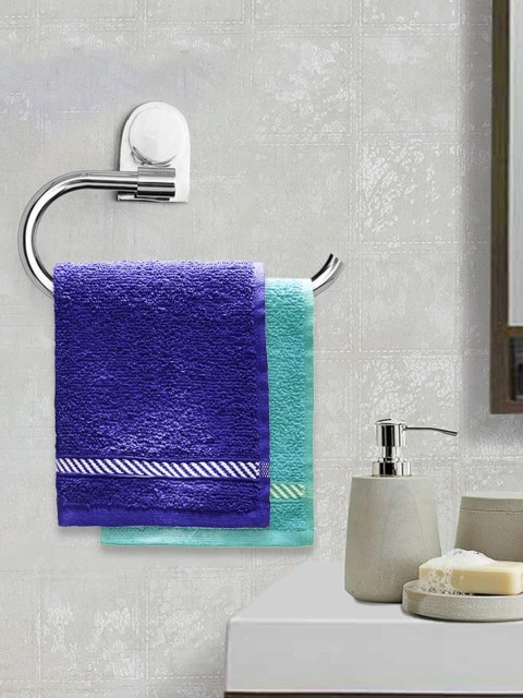 

Trident Unisex Set Of 6 Solid 380 GSM Comfort Living Face Towels, Blue