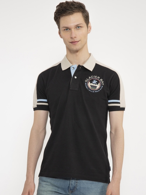 

Beverly Hills Polo Club Men Black Printed Polo Collar T-shirt
