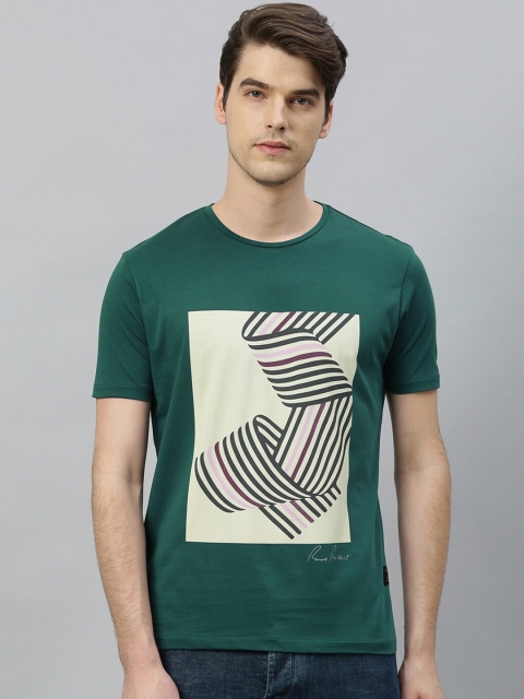 

RARE RABBIT Men Green Printed Round Neck T-shirt
