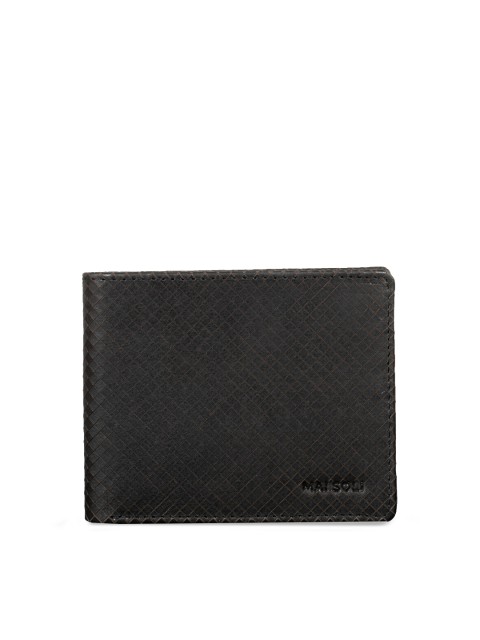 

MAI SOLI Men Black Textured Leather Two Fold Wallet