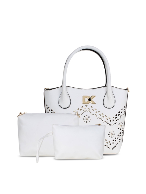

Diana Korr White Set of 3 Textured Tote Bag