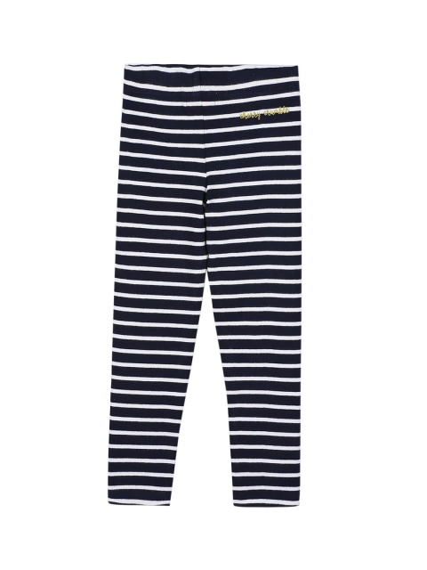 

Cherry Crumble Girls Black & White Striped Ankle-Length Leggings