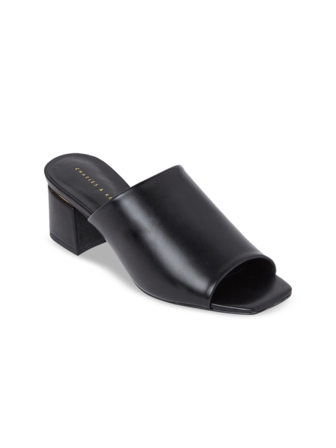 

CHARLES & KEITH Women Black Solid Mules