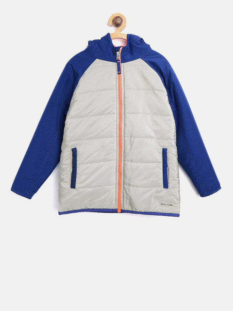 

Cherry Crumble Kids Grey & Blue Solid Caveman Jacket