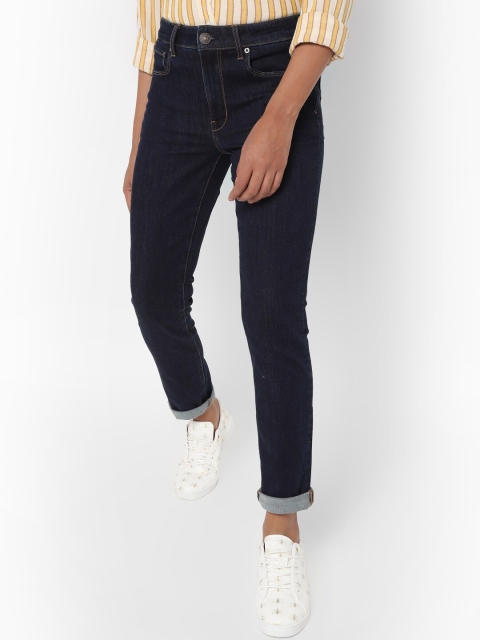 AMERICAN EAGLE OUTFITTERS Women Navy Blue Skinny Fit Mid-Rise Clean Look Stretchable Jeans