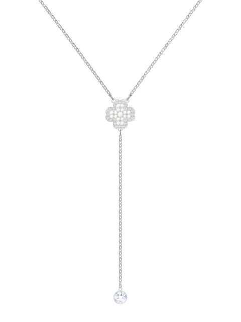 

SWAROVSKI White Rhodium Plated Deary Pearl Y Necklace