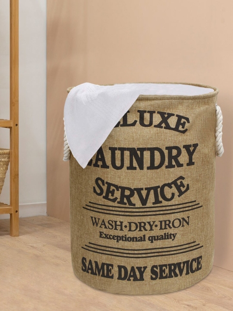 

HomeStorie Brown & Black Printed Round Foldable Cloth Laundry Basket