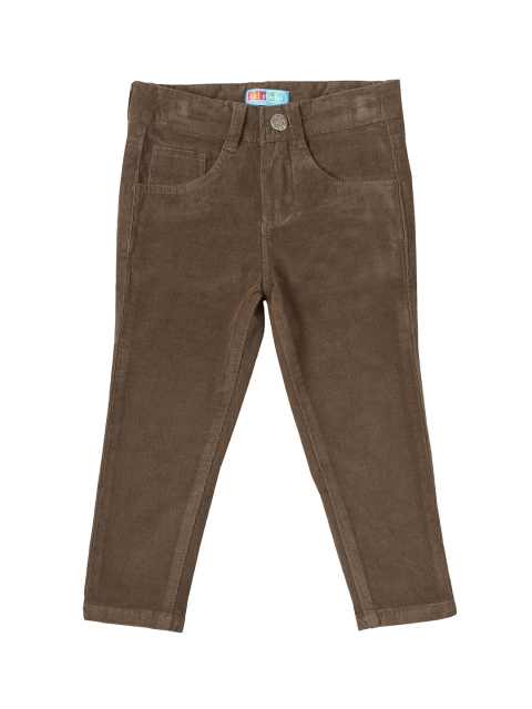 

Kid Studio Boys Tan Brown Relaxed Slim Fit Solid Corduroy Formal Trousers