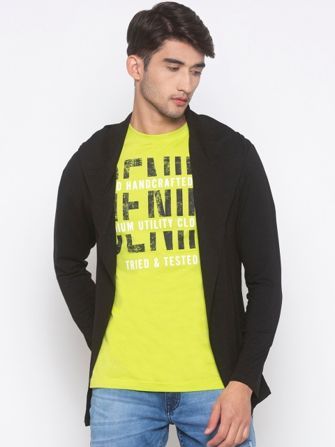 

Globus Men Black Solid Open Front Shrug
