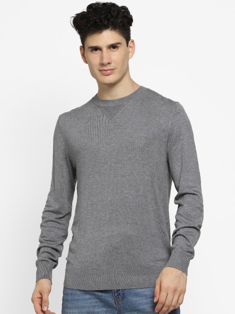 

FOREVER 21 Men Grey Solid Pullover Sweater
