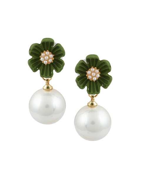 

Sia Art Jewellery Gold-Plated & Green Floral Drop Earrings