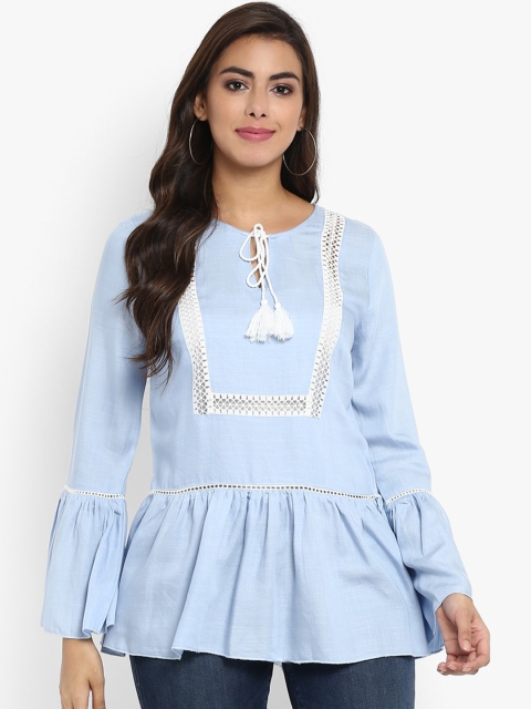 

Aditi Wasan Women Blue Solid Peplum Top