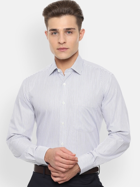 

Luxure by Louis Philippe Men Blue & White Regular Fit Striped Formal Shirt