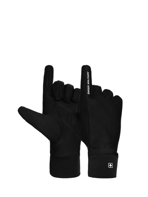 

SWISS MILITARY Unisex Black Solid Water-Repellent Hand Gloves