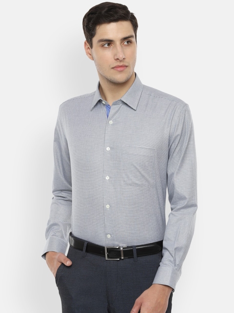 

Luxure by Louis Philippe Men Grey & White Regular Fit Self Design Formal Shirt