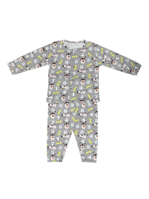

Chipbeys Kids Grey & White Premium Cotton Printed Night Suit