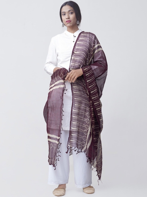 

Unnati Silks Maroon & Gold-Toned Pure Kota Silk Dupatta