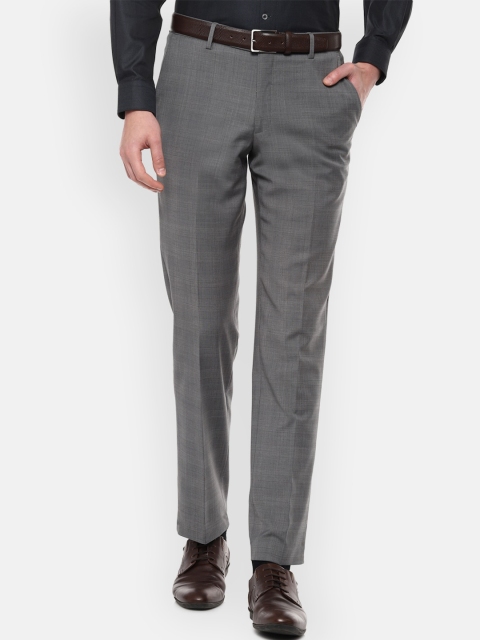 

Luxure by Louis Philippe Men Grey Regular Fit Checked Formal Trousers