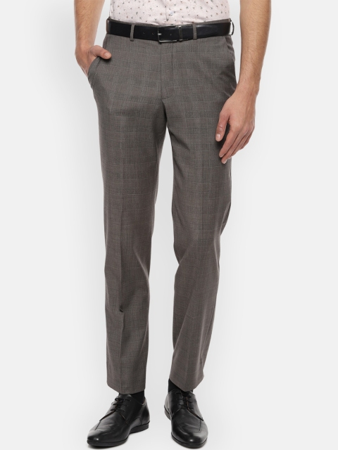 

Luxure by Louis Philippe Men Brown Regular Fit Checked Formal Trousers