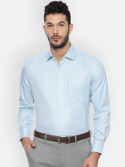 

Luxure by Louis Philippe Men Blue & Navy Blue Regular Fit Checked Formal Shirt