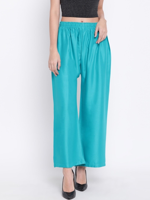 

RIVI Women Blue Solid Straight Palazzos