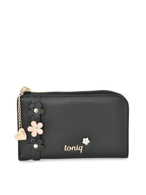 

ToniQ Women Black Solid Zip Around Wallet