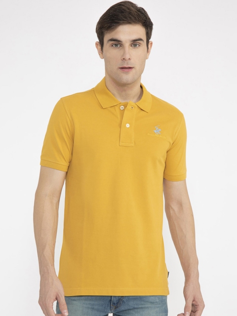 

Beverly Hills Polo Club Men Yellow Solid Polo Collar T-shirt