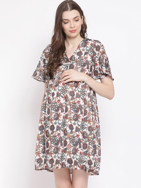 

Oxolloxo Women Multicoloured Floral Print Maternity A-Line Dress, Multi