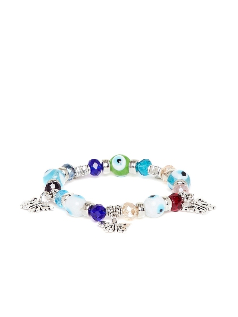 

ZeroKaata Blue & Silver-Toned Metal Elasticated Butterfly Charm Bracelet