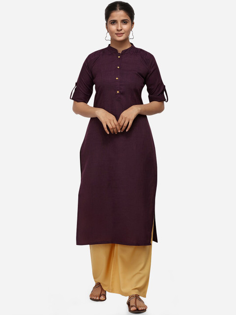 

Silk Bazar Women Purple Solid Straight Kurta