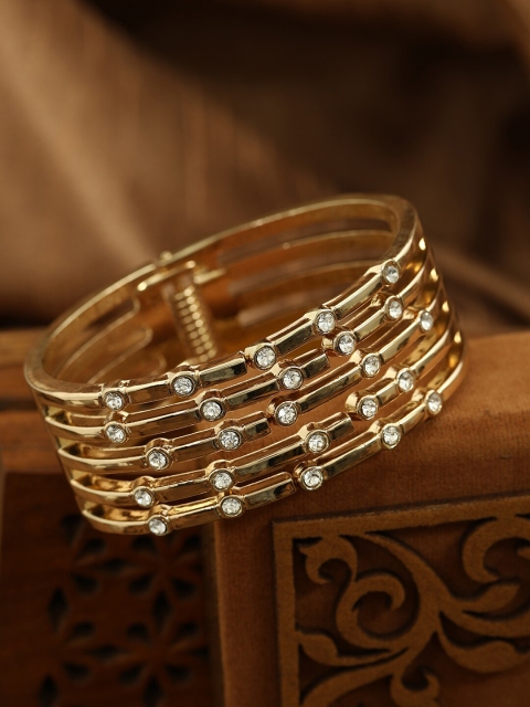 

ANIKAS CREATION Gold-Toned Stone Studded Bracelet