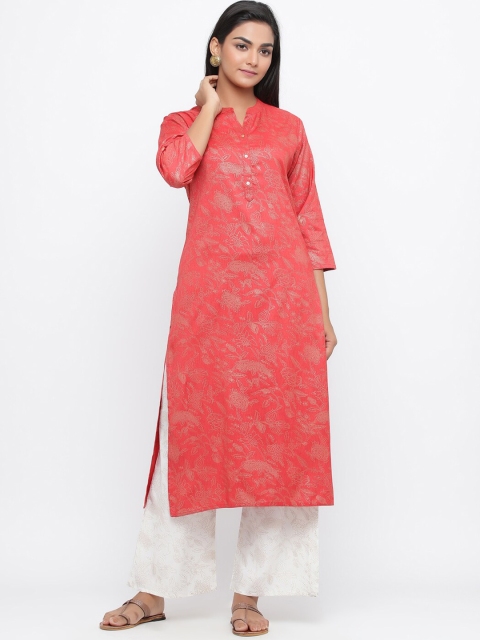 

Silai Bunai Women Red & White Printed Kurta with Palazzos