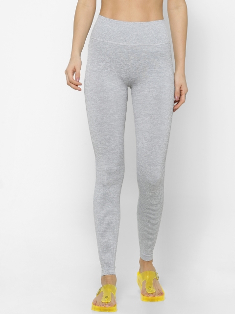 

FOREVER 21 Women Grey Solid Ankle-Length Leggings