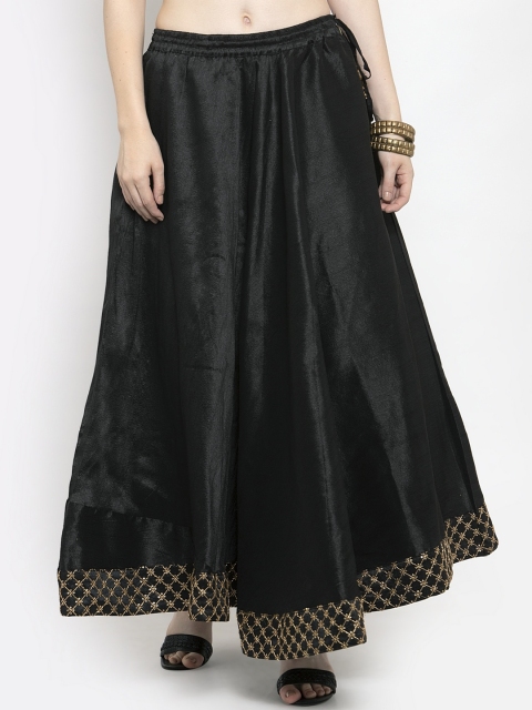 

Clora Creation Women Black Solid Flared Maxi Skirt
