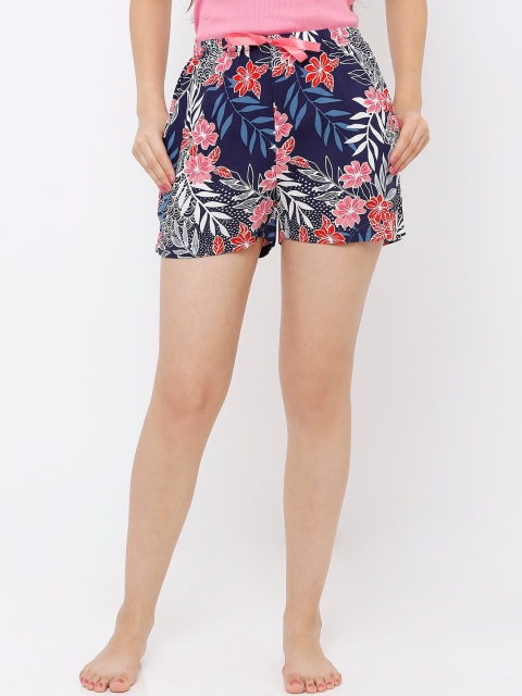 

Heart 2 Heart Women Navy Blue Printed Lounge Shorts